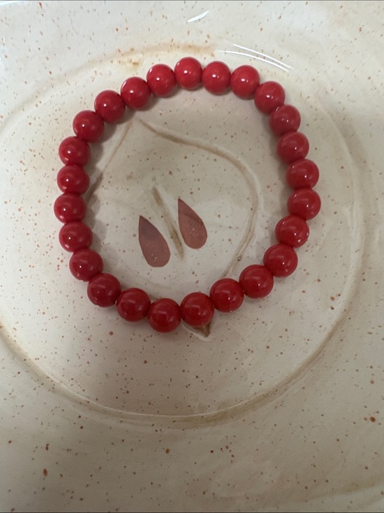 Jewelry - Red Beaded Stretch Bracelet - Classic Womens Jewelry